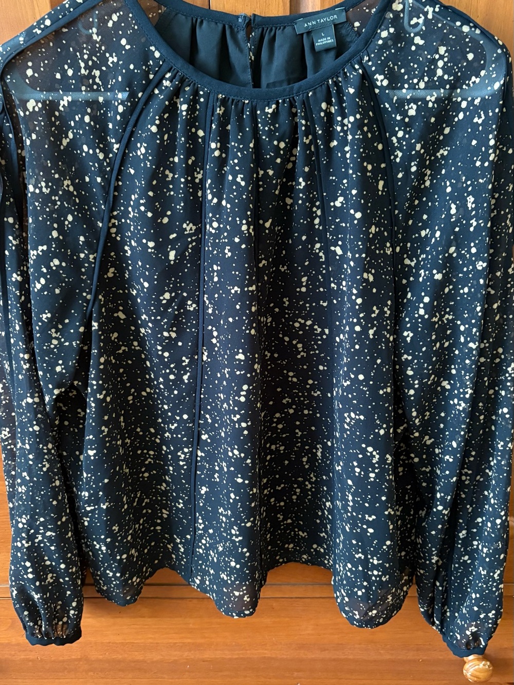 Ann Taylor black Speckle Print Women's blouse